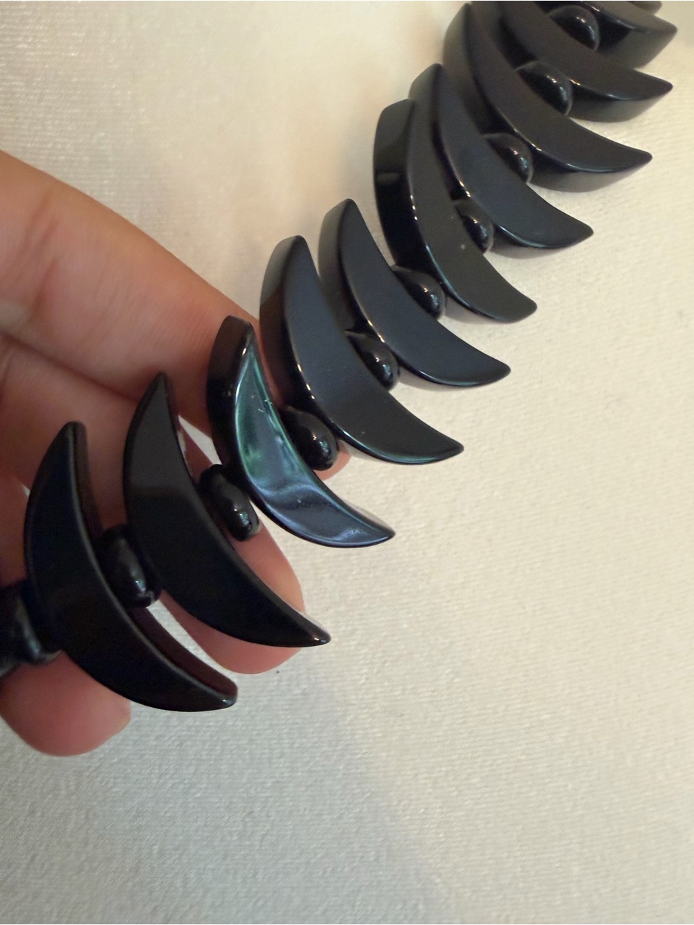 Handmade Black Stone Bead Statement Necklace - Picture 2 of 3